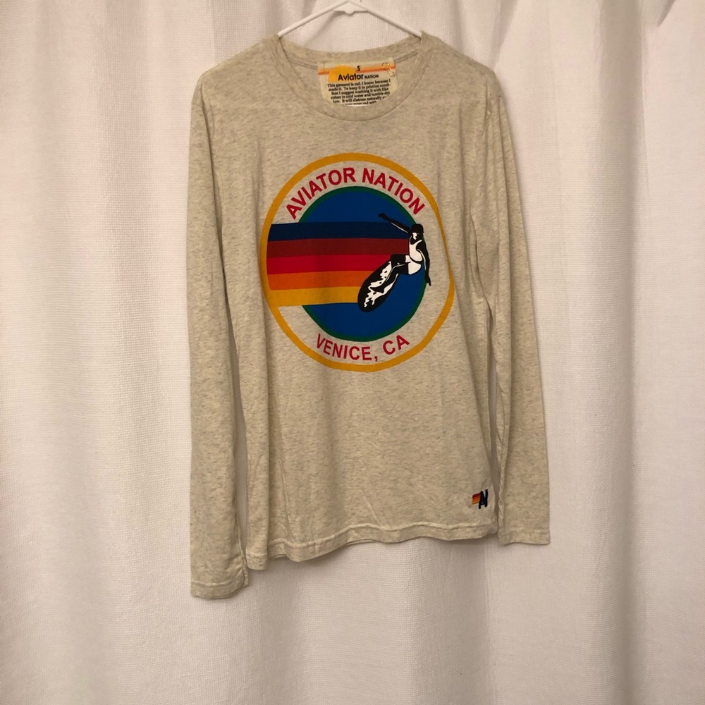 NWT Aviator Nation long sleeve sz S vintage white - Picture 5 of 7